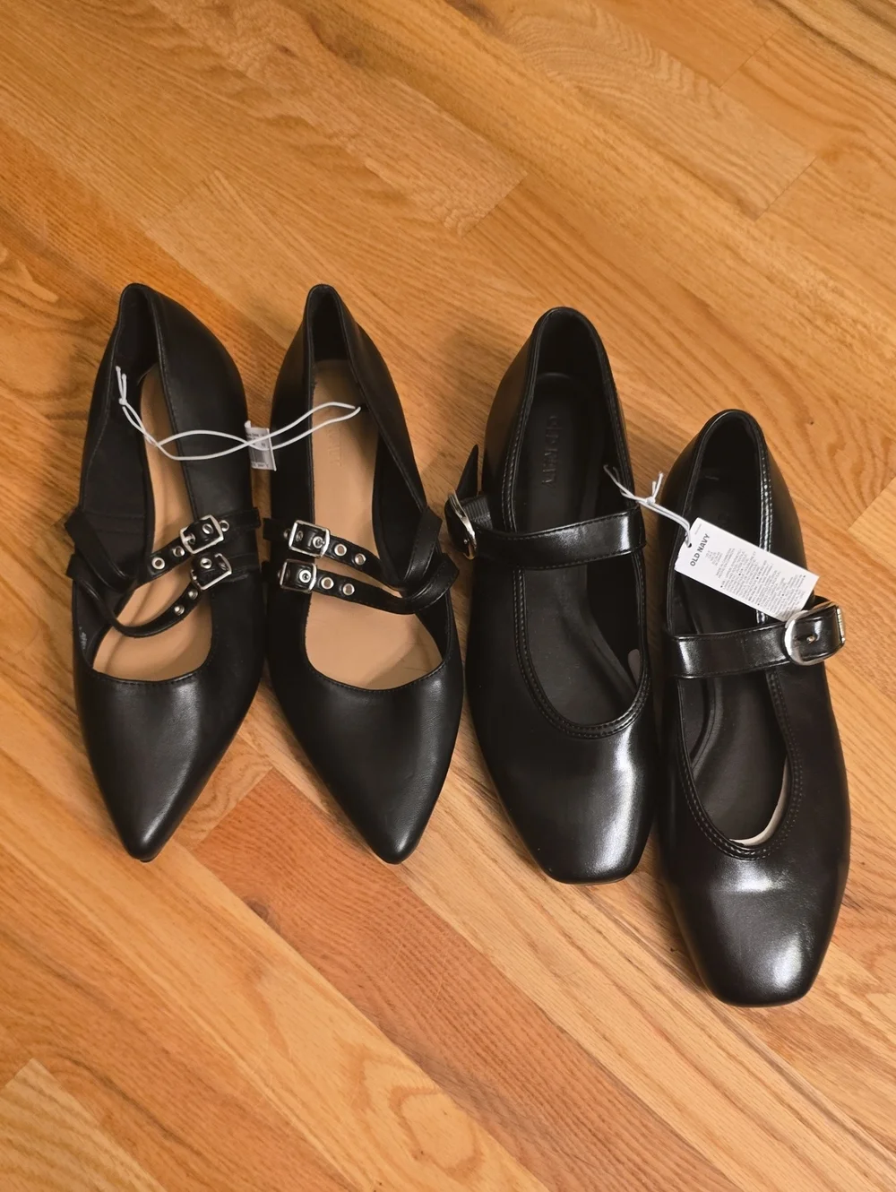 Old Navy Black Pointed & Mary Jane Flats Duo
